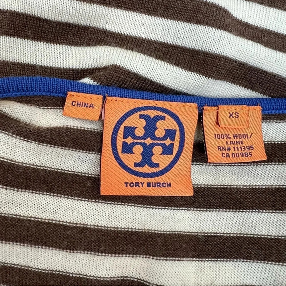 Tory Burch 100% Wool Striped Tank Top Cream Brown Size XS - Picture 3 of 3